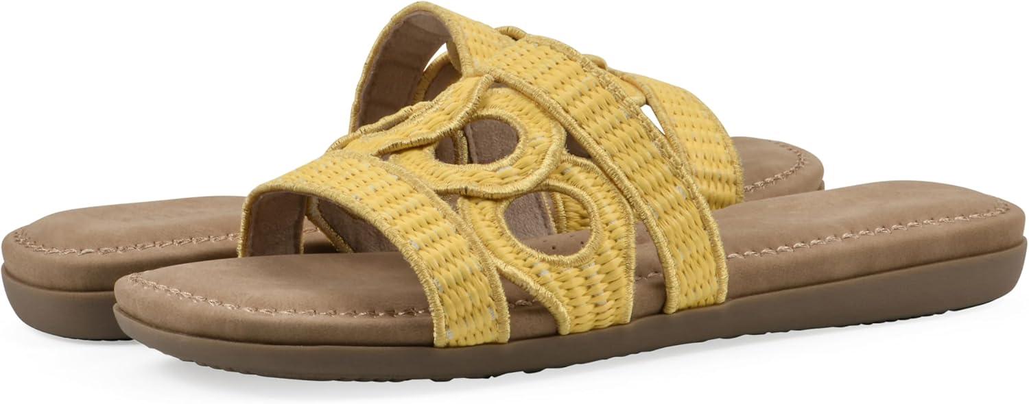 imageCLIFFS BY WHITE MOUNTAIN Womens Fraly CutOut Slide SandalYellowRaffia