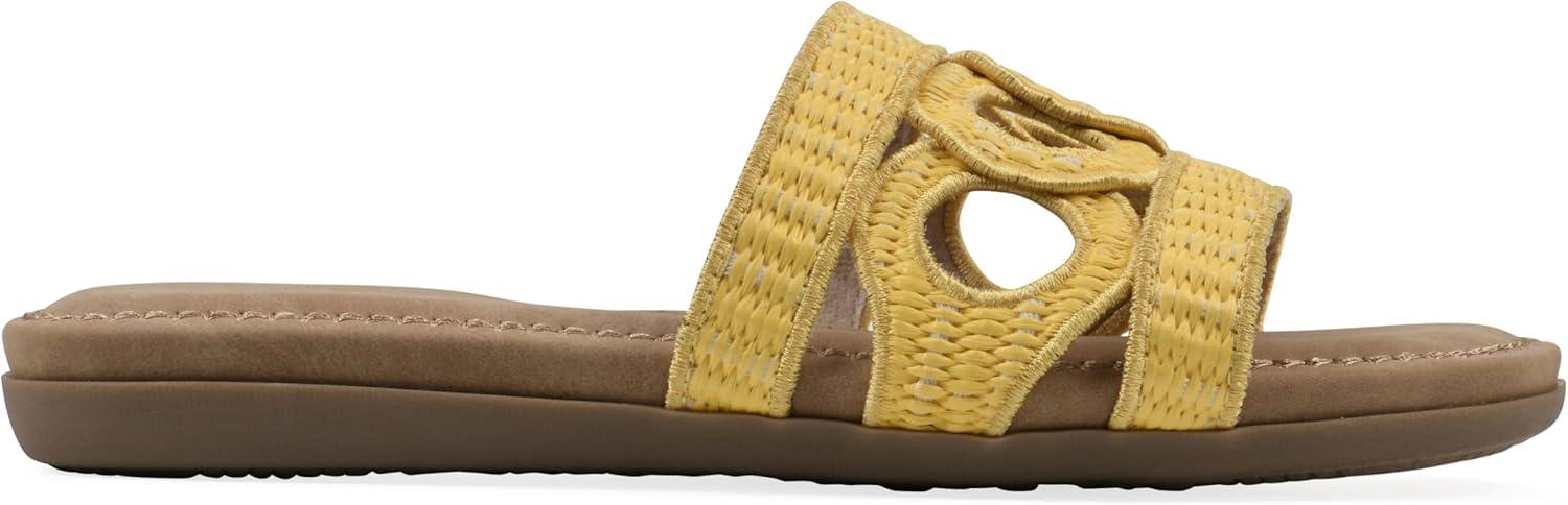 imageCLIFFS BY WHITE MOUNTAIN Womens Fraly CutOut Slide SandalYellowRaffia