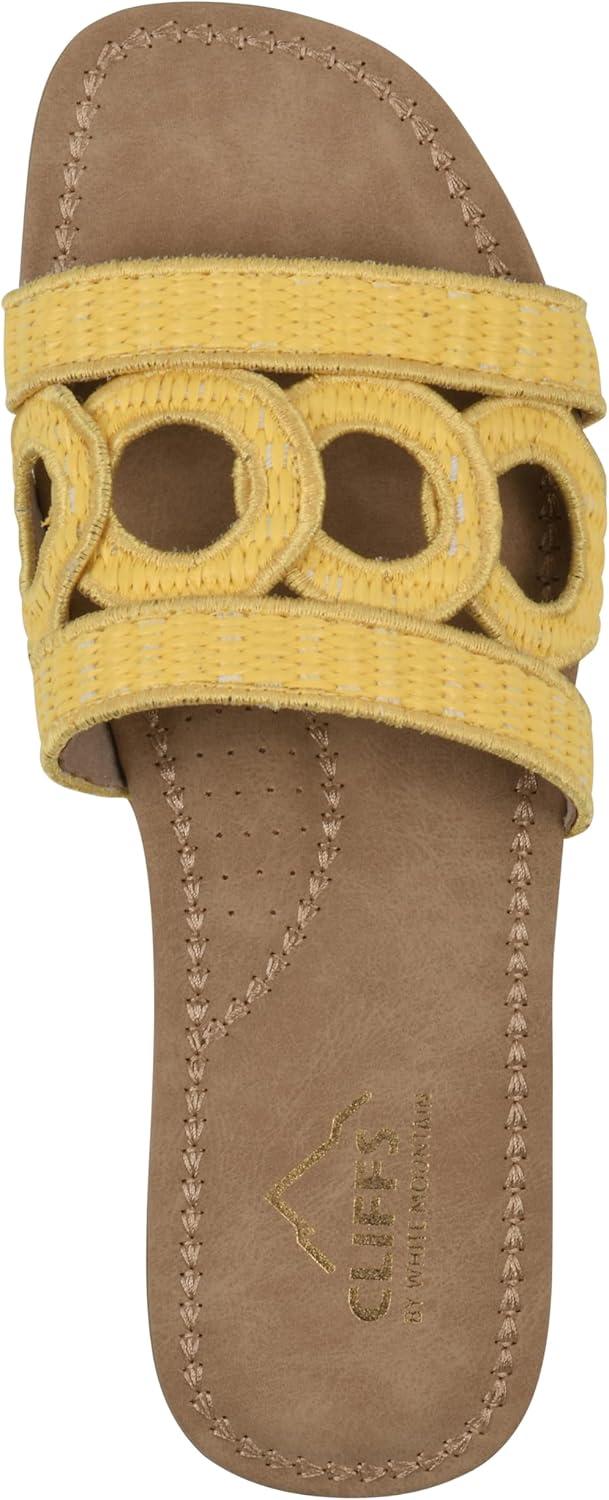 imageCLIFFS BY WHITE MOUNTAIN Womens Fraly CutOut Slide SandalYellowRaffia