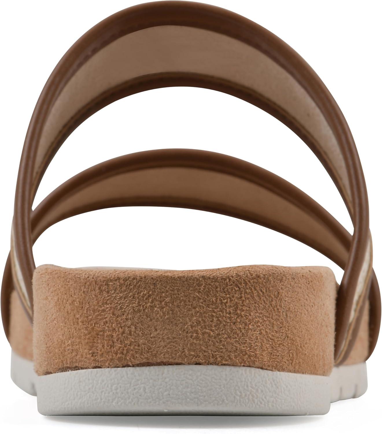 imageCLIFFS BY WHITE MOUNTAIN Womens Tropical Double Strap Slide SandalBrownSmooth