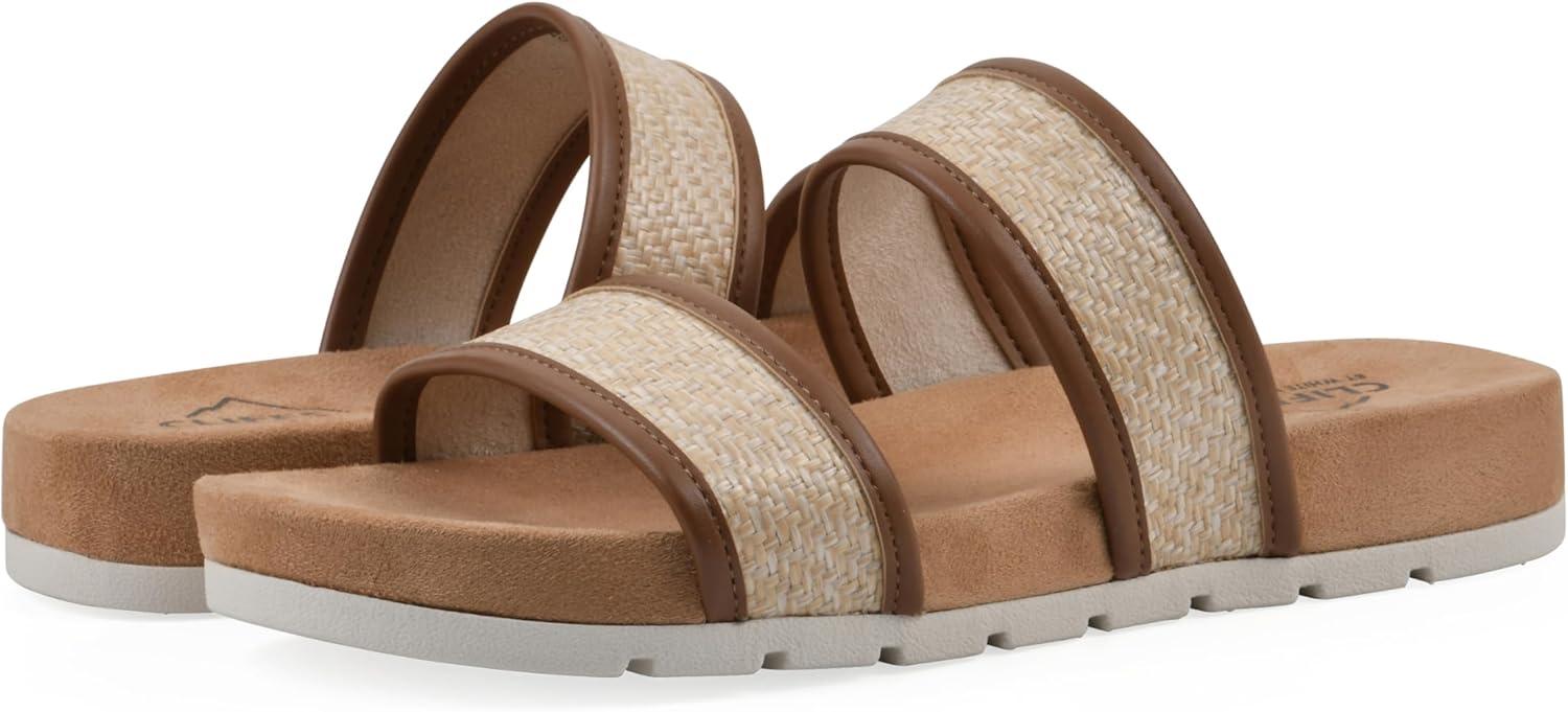 imageCLIFFS BY WHITE MOUNTAIN Womens Tropical Double Strap Slide SandalBrownSmooth