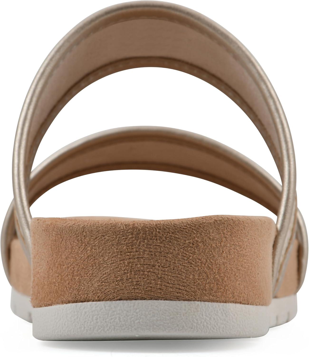 imageCLIFFS BY WHITE MOUNTAIN Womens Tropical Double Strap Slide SandalPlatinoMetallicSmooth
