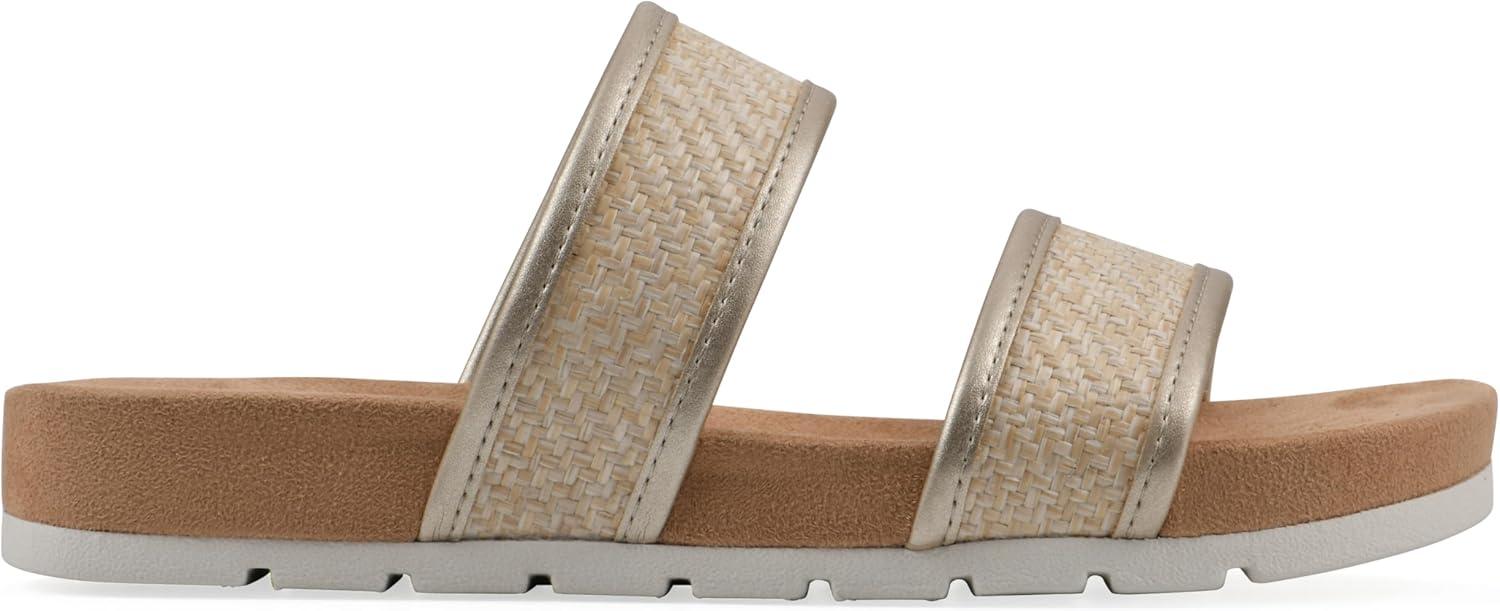imageCLIFFS BY WHITE MOUNTAIN Womens Tropical Double Strap Slide SandalPlatinoMetallicSmooth