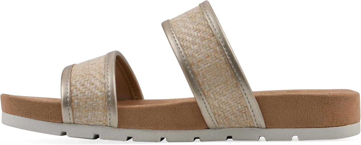 imageCLIFFS BY WHITE MOUNTAIN Womens Tropical Double Strap Slide SandalPlatinoMetallicSmooth