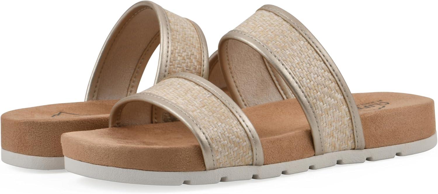 imageCLIFFS BY WHITE MOUNTAIN Womens Tropical Double Strap Slide SandalPlatinoMetallicSmooth