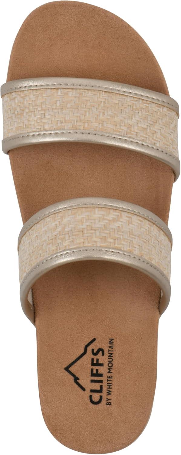 imageCLIFFS BY WHITE MOUNTAIN Womens Tropical Double Strap Slide SandalPlatinoMetallicSmooth