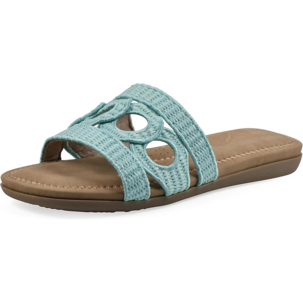 imageCLIFFS BY WHITE MOUNTAIN Womens Fraly CutOut Slide SandalLt BlueRaffia