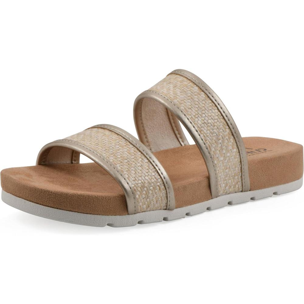 imageCLIFFS BY WHITE MOUNTAIN Womens Tropical Double Strap Slide SandalPlatinoMetallicSmooth
