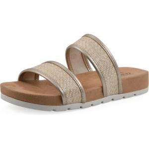imageCLIFFS BY WHITE MOUNTAIN Womens Tropical Double Strap Slide SandalPlatinoMetallicSmooth