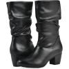 imageCliffs by White Mountain Womens Angelie Cushioned Rouched Block Heel Mid Shaft BootBlackSmooth
