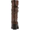 imageCliffs by White Mountain Womens Angelie Cushioned Rouched Block Heel Mid Shaft BootBrownSmooth