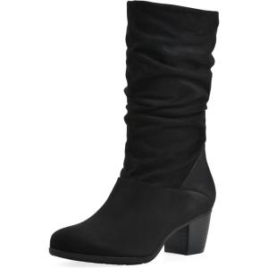 imageCliffs by White Mountain Womens Angelie Cushioned Rouched Block Heel Mid Shaft BootBlackFabric