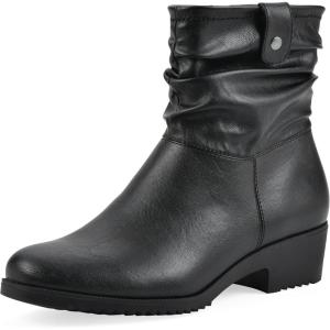 imageCliffs by White Mountain Womens Dunia Cushioned Rouched Ankle BootieBlackSmooth