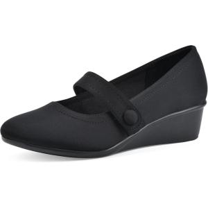 image:imageCLIFFS BY WHITE MOUNTAIN Womens Brightly Cushioned Mary Jane Wedge HeelBlackNylon