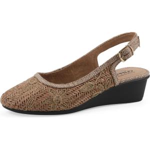 image:imageCliffs by White Mountain Womens Cushioned Boris Slingback WedgeCognac Fabric