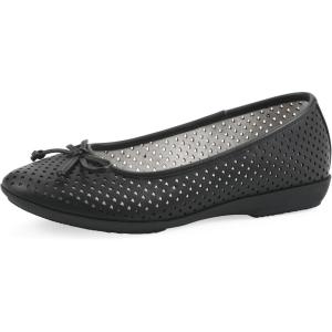 image:imageCliffs by White Mountain Womens Cushioned Carris Perforated Ballet Flat Black Smooth 8 W
