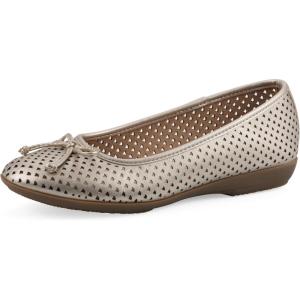 image:imageCliffs by White Mountain Womens Cushioned Carris Perforated Ballet Flat Platino Metallic Smooth 8 W