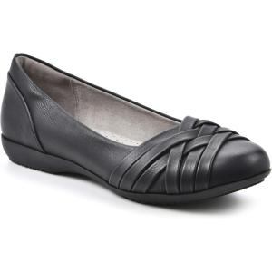 image:imageCliffs by White Mountain Womens Cushioned Chic Ballet FlatBlackBurnishedSmooth