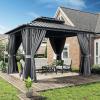 image12FT20FT Hardtop Aluminum Gazebo Outdoor Metal Frame Canopy with Mosquito Net and Privacy Sidewallsfor Patio Backyard Large SizeMetal