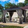 image12FT20FT Hardtop Aluminum Gazebo Outdoor Metal Frame Canopy with Mosquito Net and Privacy Sidewallsfor Patio Backyard Large SizeMetal