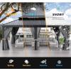 image12FT20FT Hardtop Aluminum Gazebo Outdoor Metal Frame Canopy with Mosquito Net and Privacy Sidewallsfor Patio Backyard Large SizeMetal Roof