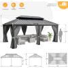 image12FT20FT Hardtop Aluminum Gazebo Outdoor Metal Frame Canopy with Mosquito Net and Privacy Sidewallsfor Patio Backyard Large SizeMetal Roof