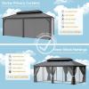 image12FT20FT Hardtop Aluminum Gazebo Outdoor Metal Frame Canopy with Mosquito Net and Privacy Sidewallsfor Patio Backyard Large SizeMetal Roof