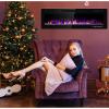 image36 inches Electric Fireplace Recessed and Wall Mounted Electric Fireplace Fireplace Heater and Linear Fireplace with Timer Remote Control Adjustable Flame Color 750w1500w BlackBlack