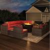 image7 Pieces Patio Furniture Set with 44Fire Pit Table Outdoor Wicker Rattan Conversation Set Include Sofa Cover Patio Sectional Sofa Set for Garden Backyard Deck RedRed