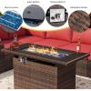 image7 Pieces Patio Furniture Set with 44Fire Pit Table Outdoor Wicker Rattan Conversation Set Include Sofa Cover Patio Sectional Sofa Set for Garden Backyard Deck RedRed