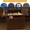 image7 Pieces Patio Furniture Set with 44Fire Pit Table Outdoor Wicker Rattan Conversation Set Include Sofa Cover Patio Sectional Sofa Set for Garden Backyard Deck RedRed