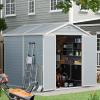 image8x6 Outdoor Storage Shed Resin Utility Tool Shed Storage House with Lockable Door for Backyard Patio Furniture Bikes and Pool Accessories Grey