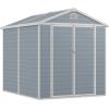 image8x6 Outdoor Storage Shed Resin Utility Tool Shed Storage House with Lockable Door for Backyard Patio Furniture Bikes and Pool Accessories Grey