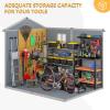 image8x6 Outdoor Storage Shed Resin Utility Tool Shed Storage House with Lockable Door for Backyard Patio Furniture Bikes and Pool Accessories Grey