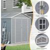 image8x6 Outdoor Storage Shed Resin Utility Tool Shed Storage House with Lockable Door for Backyard Patio Furniture Bikes and Pool Accessories Grey