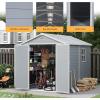image8x6 Outdoor Storage Shed Resin Utility Tool Shed Storage House with Lockable Door for Backyard Patio Furniture Bikes and Pool Accessories Grey