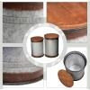 imageAccent Galvanized Rustic End Table Farmhouse Metal Storage Bins with Round Wood LidSet of 2Brown