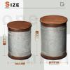 imageAccent Galvanized Rustic End Table Farmhouse Metal Storage Bins with Round Wood LidSet of 2Brown