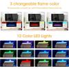 imageFireplace TV Stand with 36quot Electric Fireplace2 Tier TV Console Stand LED Light Entertainment Center for TVs Up to 80quot Fireplace for The Living Room TV StandBlackWhite  Black