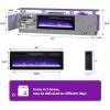 imageFireplace TV Stand with 36quot Electric Fireplace2 Tier TV Console Stand LED Light Entertainment Center for TVs Up to 80quot Fireplace for The Living Room TV StandBlackGray