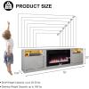 imageFireplace TV Stand with 36quot Electric Fireplace2 Tier TV Console Stand LED Light Entertainment Center for TVs Up to 80quot Fireplace for The Living Room TV StandBlackGray  Black