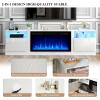 imageFireplace TV Stand with 36quot Electric Fireplace2 Tier TV Console Stand LED Light Entertainment Center for TVs Up to 80quot Fireplace for The Living Room TV StandBlackWhite  Black