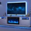 imageFireplace TV Stand with 36quot Electric Fireplace2 Tier TV Console Stand LED Light Entertainment Center for TVs Up to 80quot Fireplace for The Living Room TV StandBlackGray  Black