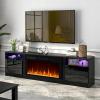 imageFireplace TV Stand with 36quot Electric Fireplace2 Tier TV Console Stand LED Light Entertainment Center for TVs Up to 80quot Fireplace for The Living Room TV StandBlackBlack  Black