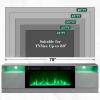 imageFireplace TV Stand with 36quot Electric Fireplace2 Tier TV Console Stand LED Light Entertainment Center for TVs Up to 80quot Fireplace for The Living Room TV StandBlackGray  Black