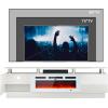 imageFireplace TV Stand with 36quot Electric Fireplace2 Tier TV Console Stand LED Light Entertainment Center for TVs Up to 80quot Fireplace for The Living Room TV StandBlackWhite  White