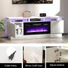 imageFireplace TV Stand with 36quot Electric Fireplace2 Tier TV Console Stand LED Light Entertainment Center for TVs Up to 80quot Fireplace for The Living Room TV StandBlackWhite