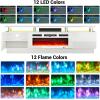 imageFireplace TV Stand with 36quot Electric Fireplace2 Tier TV Console Stand LED Light Entertainment Center for TVs Up to 80quot Fireplace for The Living Room TV StandBlackWhite  White