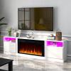 imageFireplace TV Stand with 36quot Electric Fireplace2 Tier TV Console Stand LED Light Entertainment Center for TVs Up to 80quot Fireplace for The Living Room TV StandBlackWhite  Black