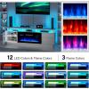 imageFireplace TV Stand with 36quot Electric Fireplace2 Tier TV Console Stand LED Light Entertainment Center for TVs Up to 80quot Fireplace for The Living Room TV StandBlackWhite